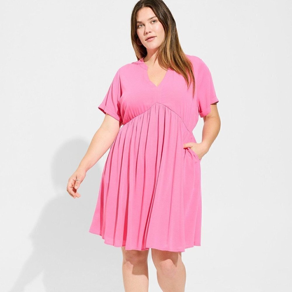 Torrid - Mini Washable Gauze Hi Low Waist Tunic Dress in Pink Sangria Su…
